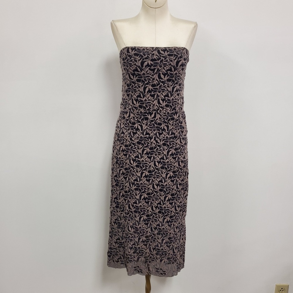 Emporium Jorge Luis Womens Floral Burnout Whimsigoth Strapless Midi Dress Size L
